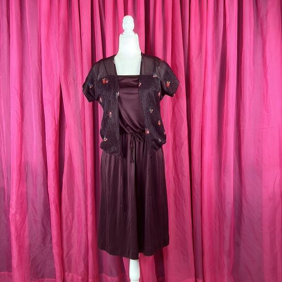 Vintage 70s Montgomery Ward 2 piece jacket midi secretary day dress, size s-m - Picture 1 of 10